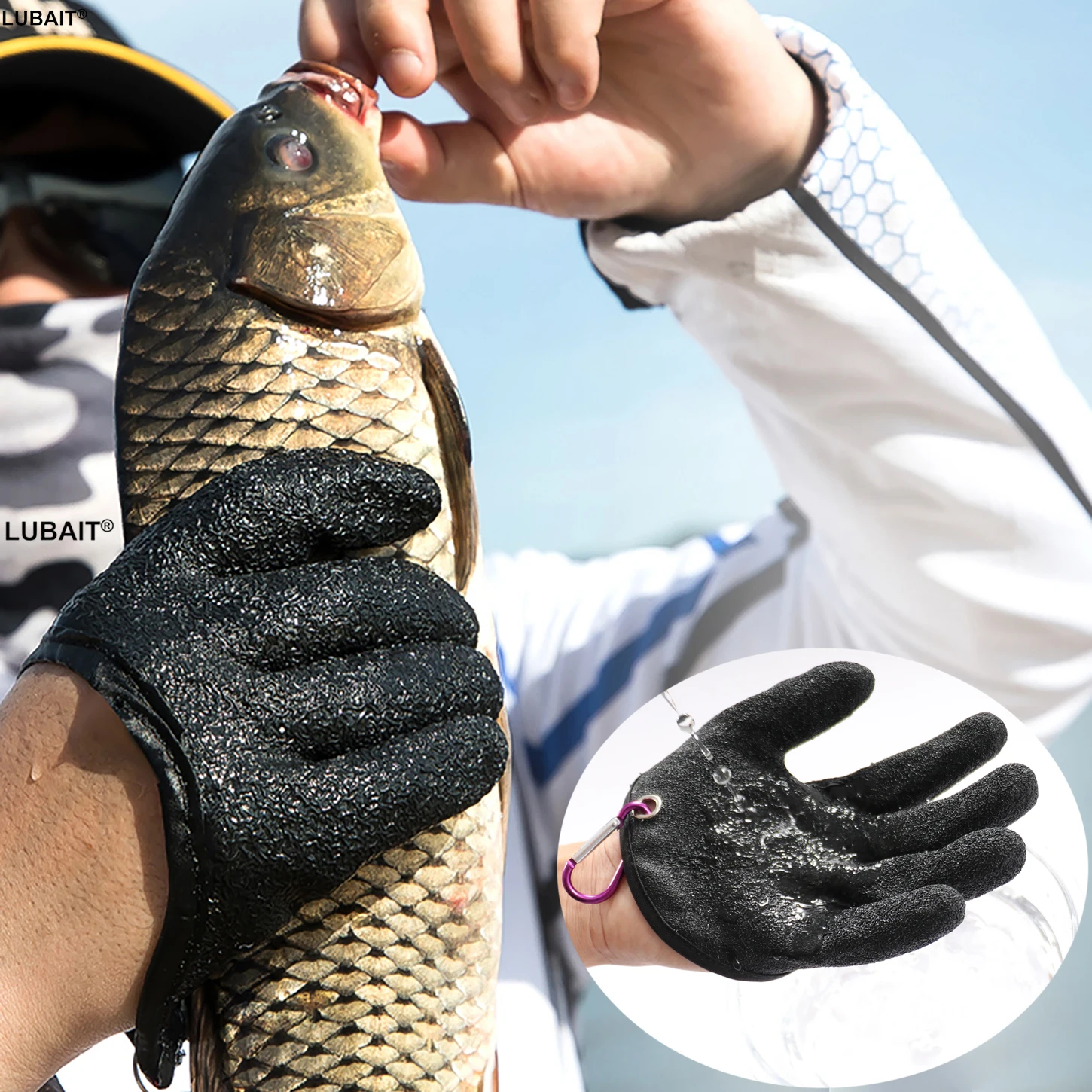 1pcs With Buckle Fishing Gloves Anti-slip Waterproof For Fishing