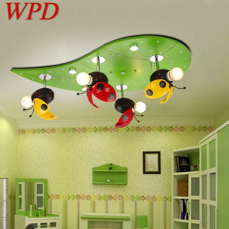 

WPD Children's Ladybug Ceiling Lamp LED Creative Cartoon Light For Home Kids Room Kindergarten With Remote Control