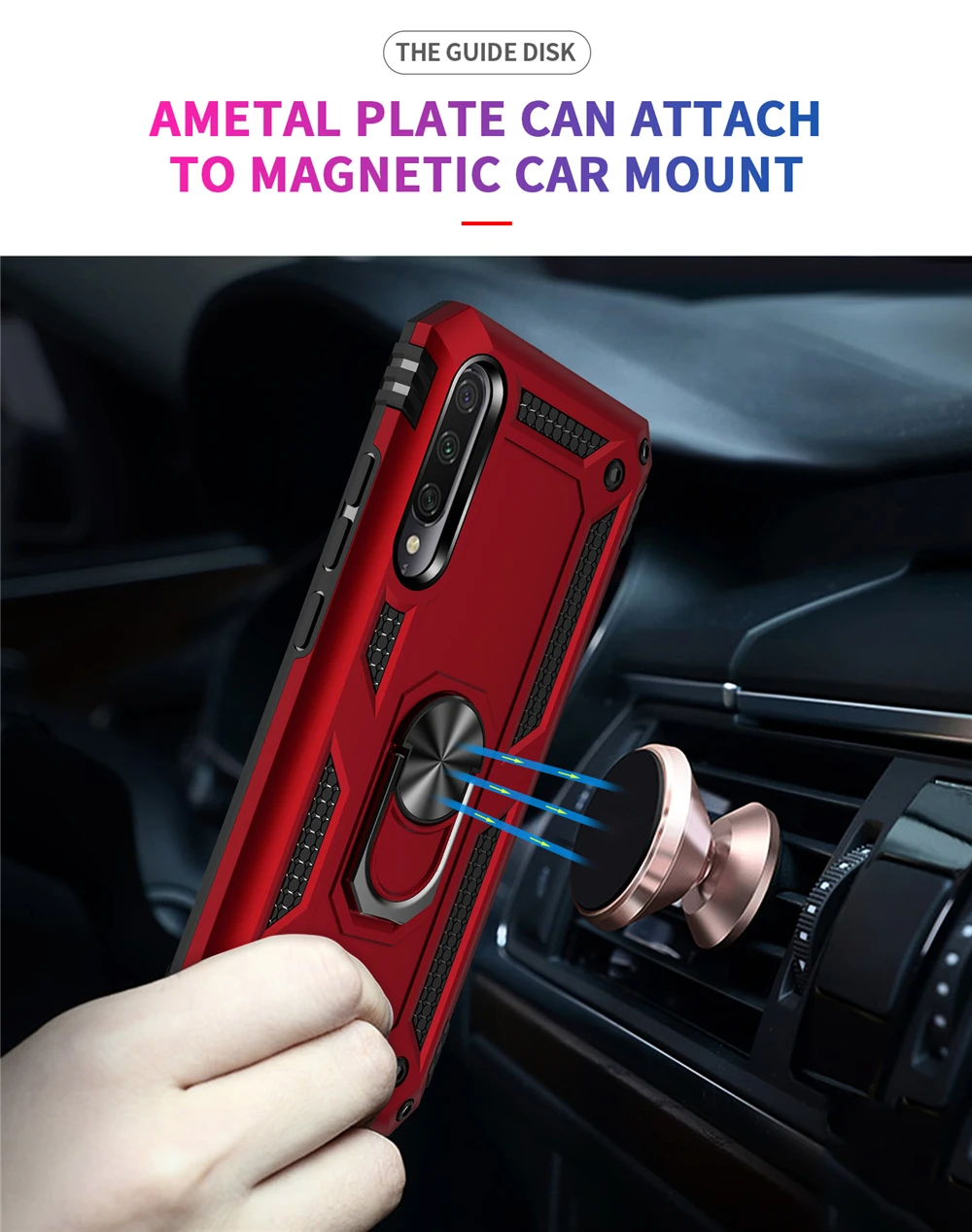 Phone Case Phone Protector Cover Magnetic Case For Xiaomi A3 Mi A3 MiA3 Protector Military Armor Shockproof Magnet Car Holder Ring Case Cover