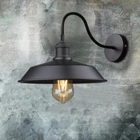 110v-220v Gooseneck Wall Light Fixture for Barn Door Light Front Porch,Black Farmhouse Light with Goose Neck Arm, Exterior E27 2