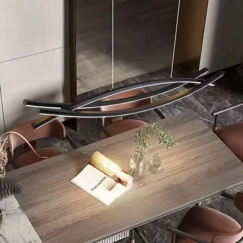 Living Room chandelier Nordic modern simple high-end restaurant a word strip light geometry bar minimalist table chandelier led chandelier,ceiling chandelier,led pendant light