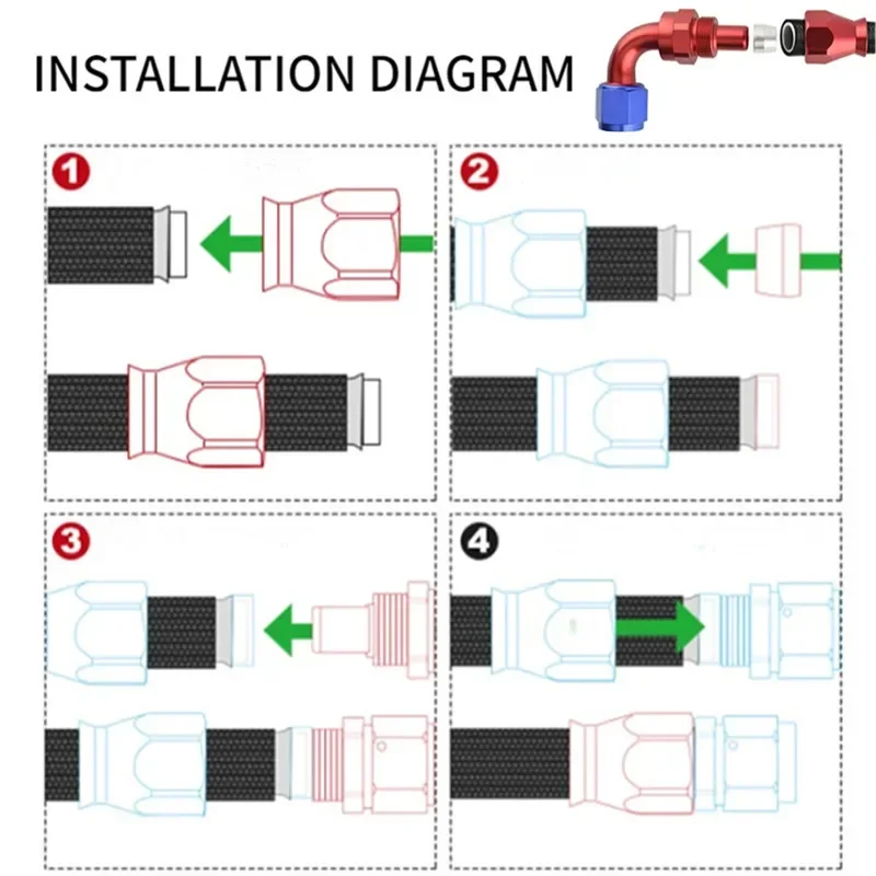 3AN 4AN 6AN 8AN 10AN 12AN Straight 0 45 90 180 Degree Swivel Hose End Fittings Adapter For PTFE E85 Oil Fuel Gas Line Pipe Black hose end fitting adapter