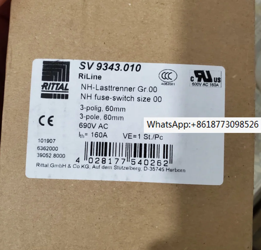 

Rittal fuse NH00/690V/160A SV9343.010 9343.030 01298.000