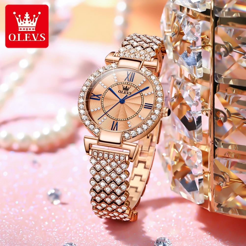 OLEVS Luxury Ladies Watch Women Waterproof Rose Gold Steel Strap Women Wrist Watches Top Brand Bracelet Clocks Relogio Feminino