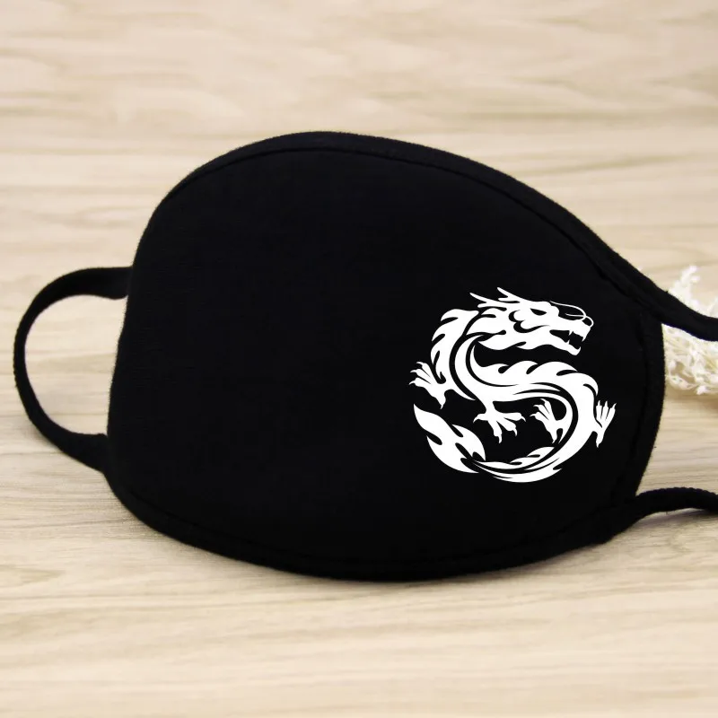 Fashion Face Mask Dragon Butterfly Scorpion deer Cartoon Anime Masks Half Face Mouth Muffle Dustproof Masks Anti-dust Black Mask 6