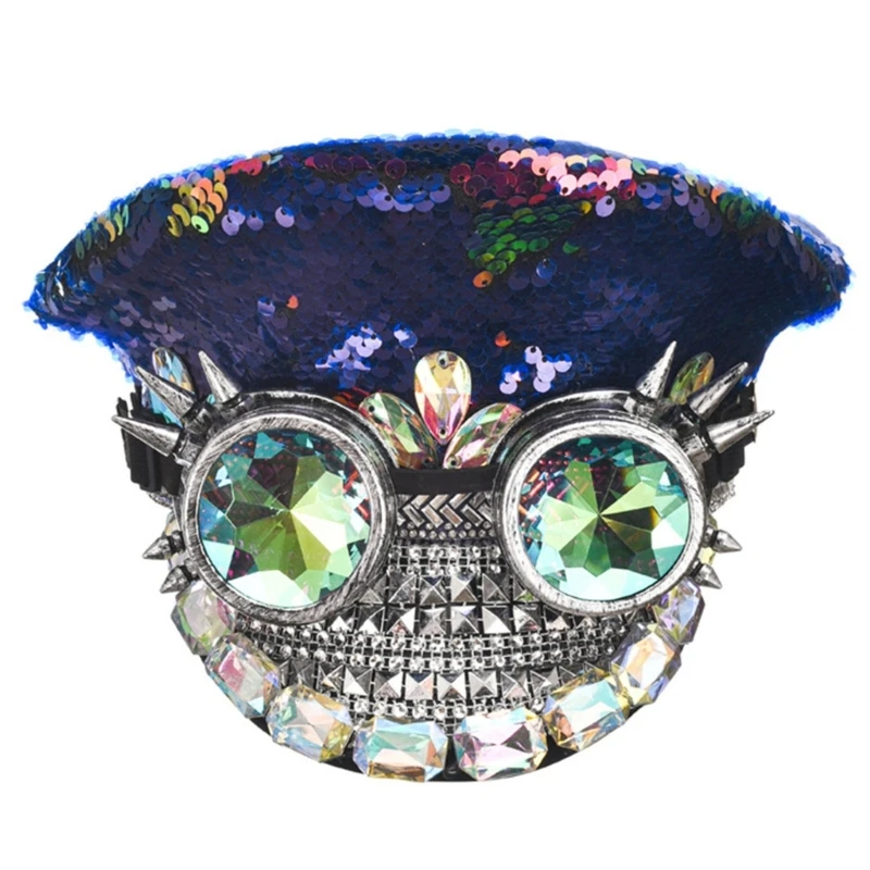 

Encrusted Diamond Captain Hat for Women Dancer Comedian Stage