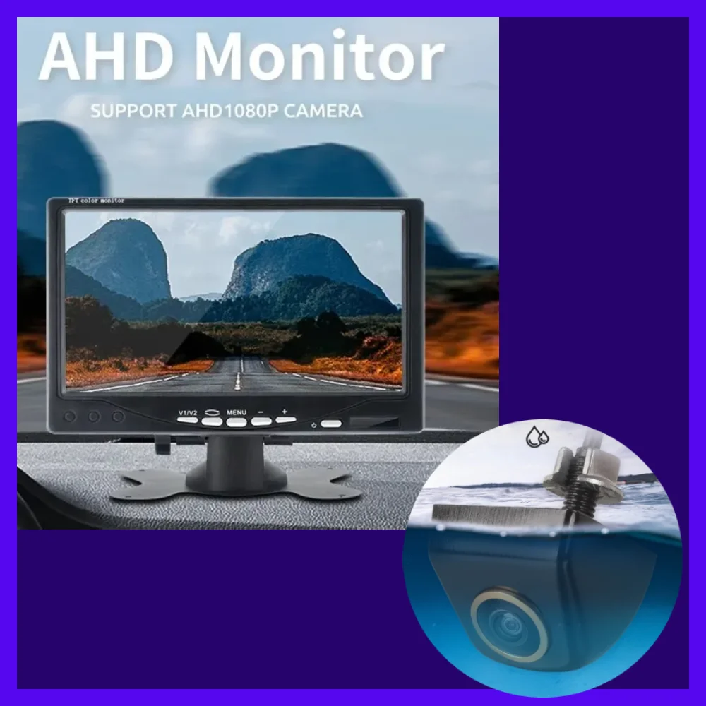 

7-дюймовый автомобильный AHD 1080P монитор 1024*600 с камерой заднего вида 1080P ночное видение 24 В камера заднего вида монитор для парковки