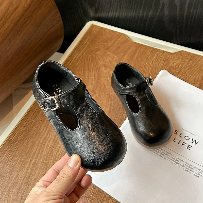Leather Shoes Girls Shoes Girls Flats Children's Flats Spring Autumn T-trap
