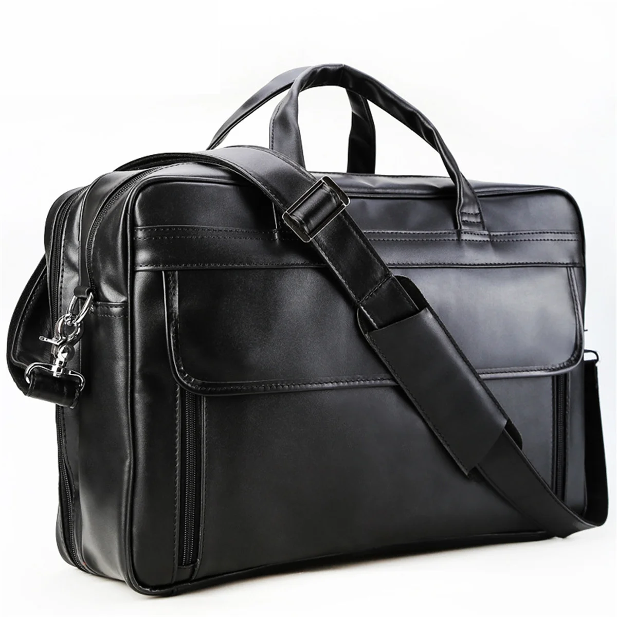 

European and American Top Layer Cowhide Briefcase, Men's Business Commuting Handbag, Genuine Leather One Shoulder Crossbody Bag