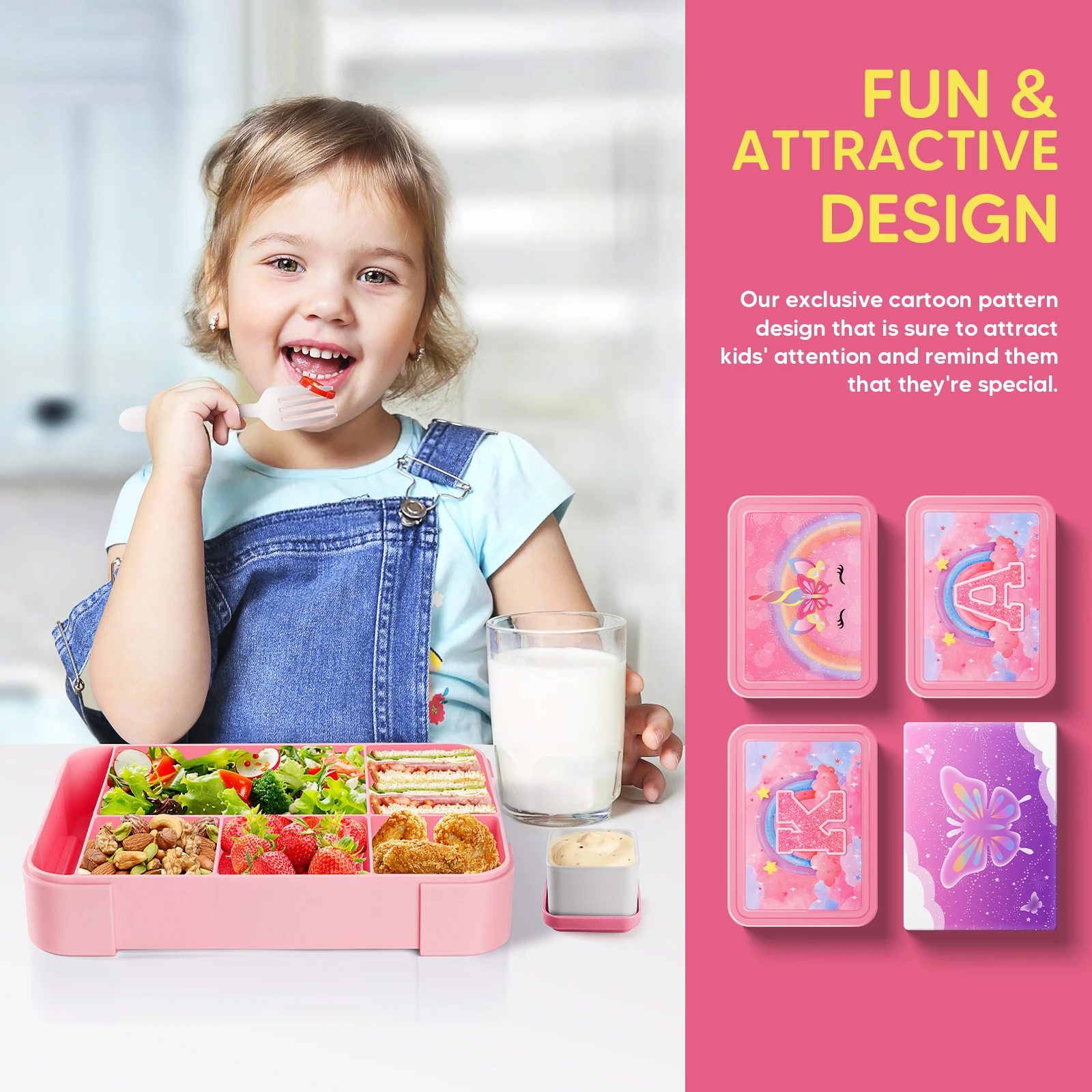 Unicorn-Themed Kids Bento Lunch Box with 6 Compartments