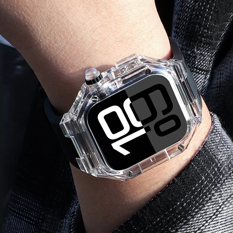 Luxury Transparent Modification Kit Case for Apple Watch with Silicone Strap