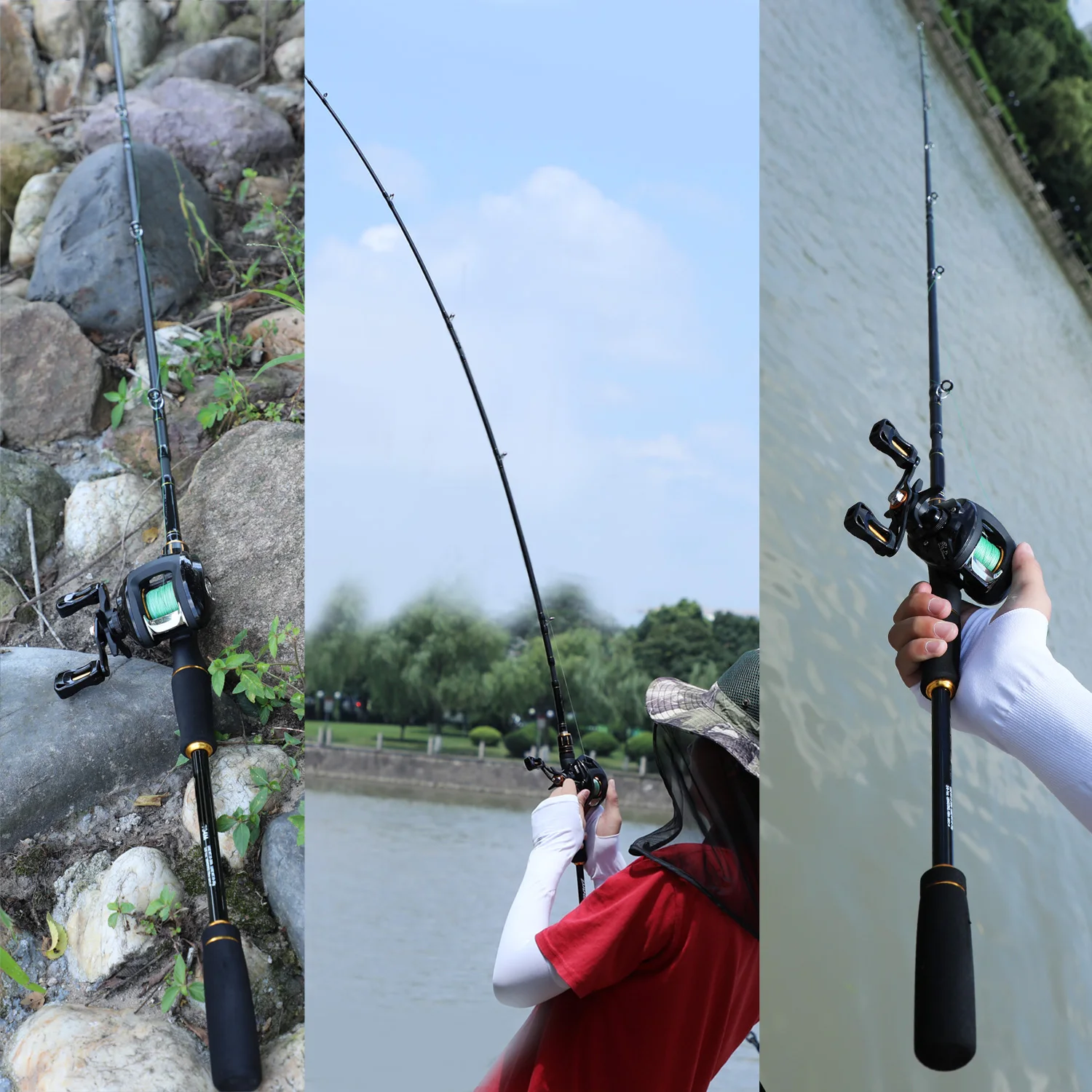 Sougayilang 2.1m-2.4m Carbon Fiber Fishing Rod and Reel Combos Casting Fishing Pole 12+1BB Reel Travel Pole Set fishing pole set,fishing rod and reel combo