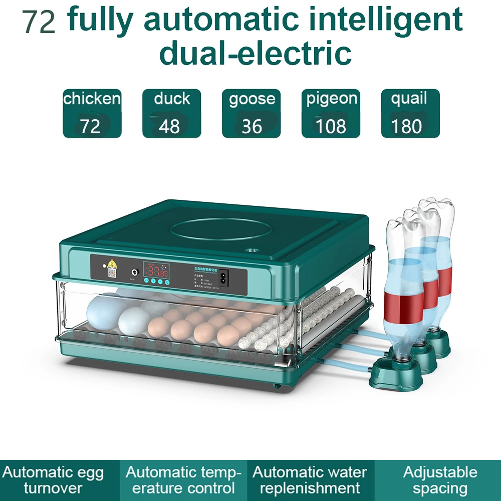 Egg Incubator 48-72 eggs incubator for Chicken Goose Bird Quail Automatic Incubation Equipment Hatchery Incubation Tools EU/US/UK Plug