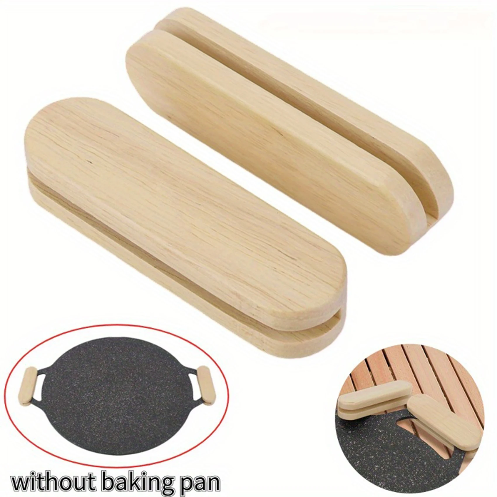 Grilling Pan Grip Handle Replace Portable Heat Resistant Wood Insulated Handle Grill Pan Barbecue Camping Outdoor