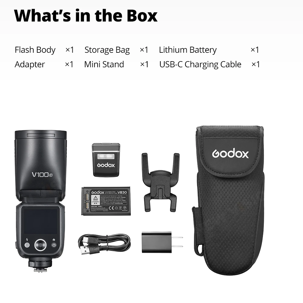 Godox V100 C/N/S/F/O TTL Round Head Camera Flash 100Ws V100S V100C V100N V100F Speedlight for Canon Nikon Sony Fujifilm Olympus 6
