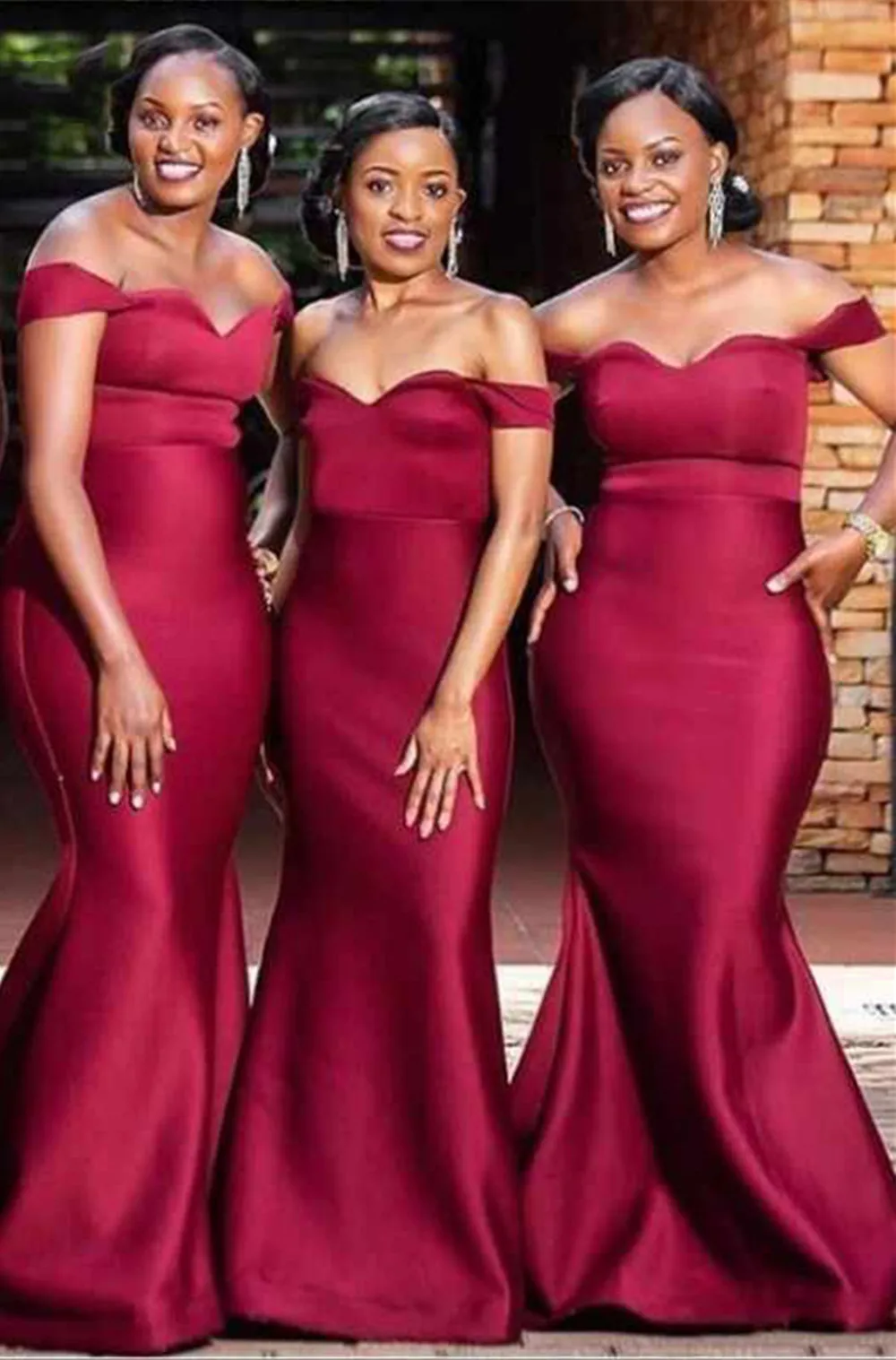 

Sexy 2023 Long Burgundy Mermaid Nigerian Bridesmaid Dresses For Black Girls Off The Shoulder Vestido De Fiesta De Boda Custom