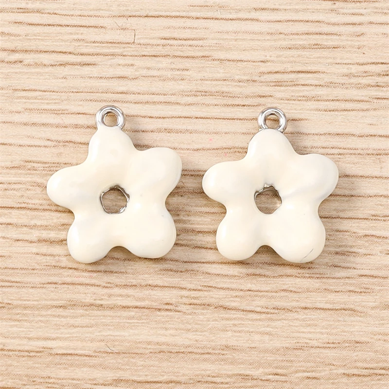 5 Stück 13 x 15 mm niedliche bunte Emaille-Blumen-Charms-Anhänger für die Herstellung von Tropfen-Ohrringen, Halsketten, Armbändern, DIY-Handwerk, Schmuckzubehör – Detail 8