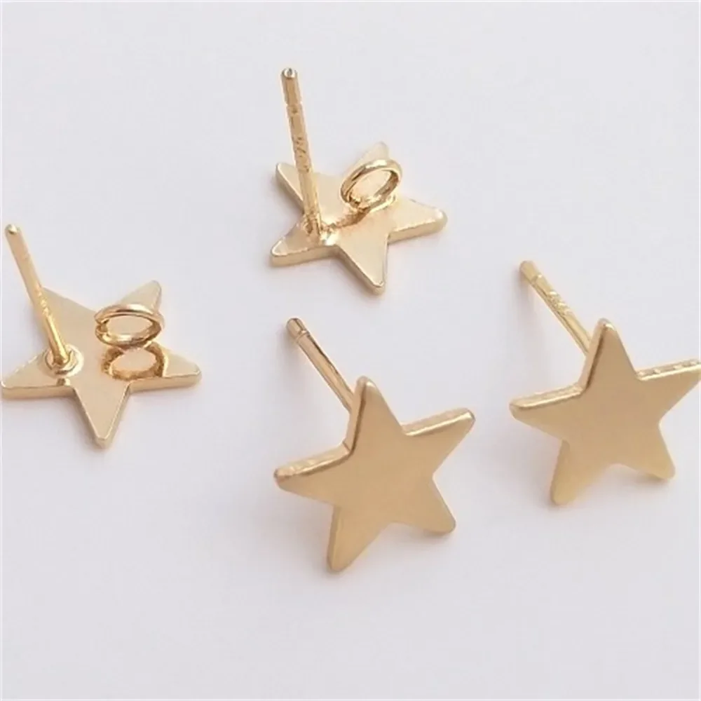 

14K Gold Wrapped Five Pointed Star Shaped Pendant 925 Silver Needle Earrings, Handcrafted DIY Earrings, Accessory Materials E099