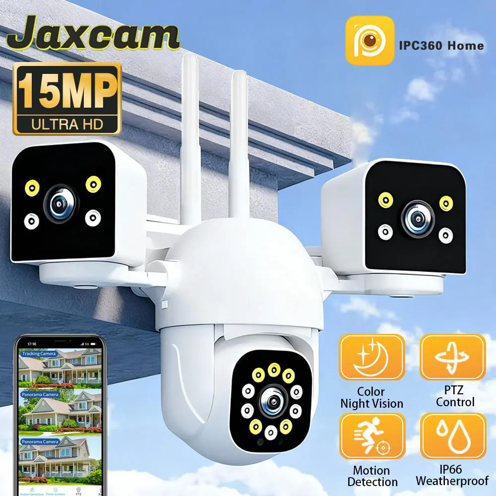 WiFi IP Camera Outdoor 15MP HD Triple Lenses Triple Screens Security Video Monitor Ai Human Detection CCTV Camera IPC360 Home 1