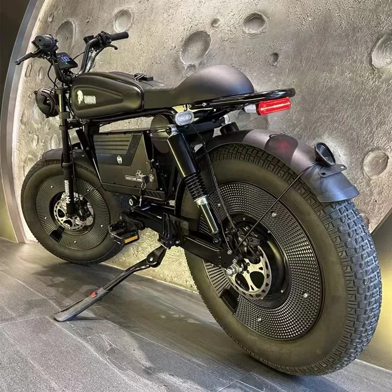 自転車20インチ ブラック Zpw-大人用の黒い戦士電動自転車,オフロードバイク,ワイドタイヤ