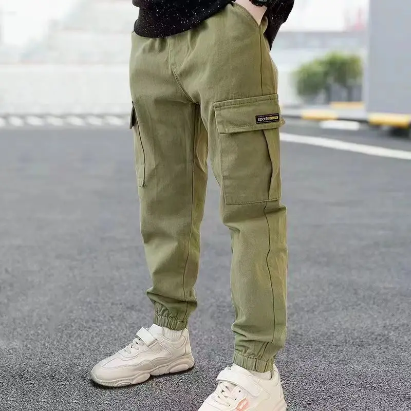 Boys Pants Boys Cargo Pants Spring Autumn Thick Casual Kids Sport Pants For 5-12 Years Kids Clothing