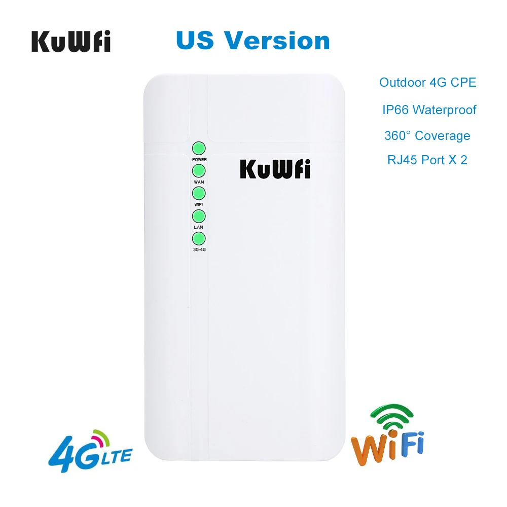 wireless modem amplifier KuWFi Ngoài Trời 4G LTE CPE Router CAT4 150Mbps Chống Nước Không Dây Kích Cho Camera IP Ngoài Vùng Phủ Sóng WiFi Hỗ Trợ 32 Người Sử Dụng wifi booster amplifier