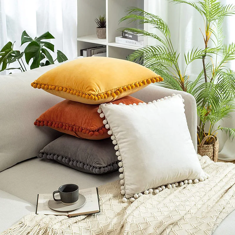 

Velvet Plush Bed Sofa Throw Pillow Case Solid Color Luxury Soft Cushion Cover Home Decor Living Room Household Supplies