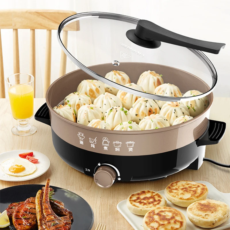 1500W 4.5L Multifunctional Electric Cooker Heating Pan Electric Cooking Pot Machine Hotpot Noodles Rice Eggs Soup Cooking Pot 5