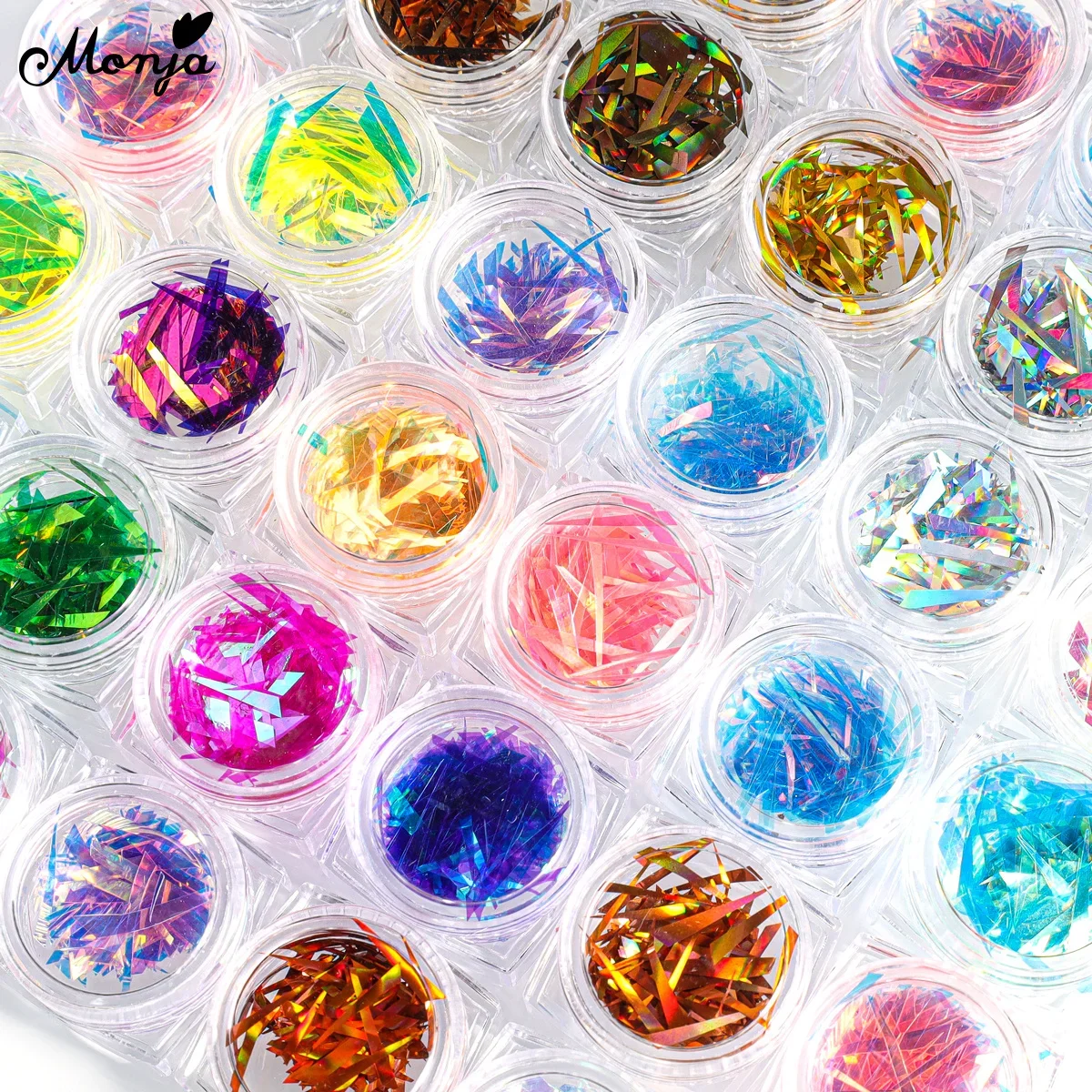 

Monja 3 Sets Nail Decorations 3D Irregular Cellophane Sequins Laser Decals Starry Sparkle Slice Paillette Manicure Accessories
