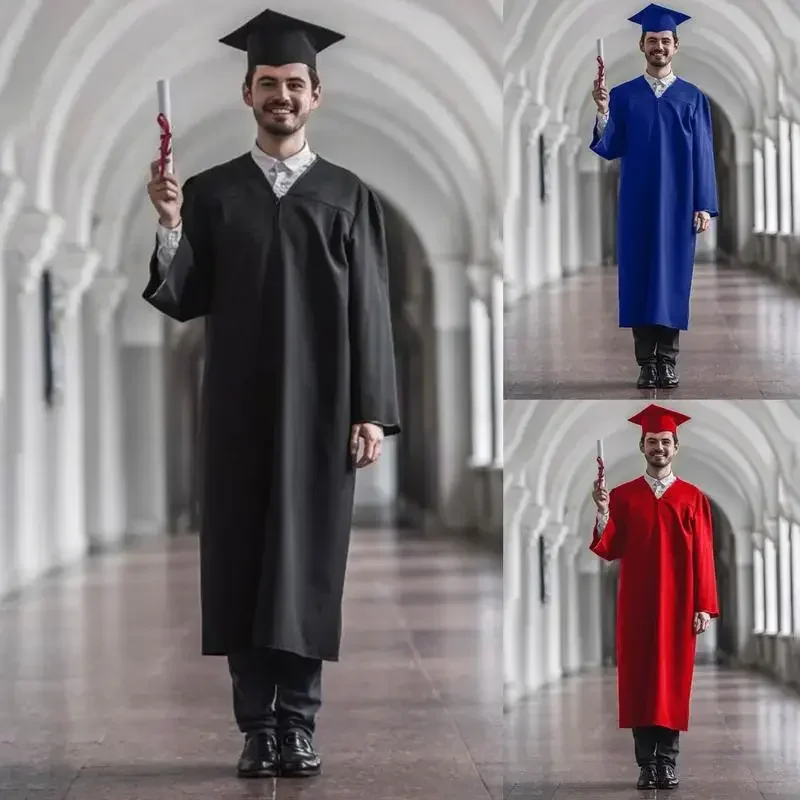 Graduation Gown Set Man Women Soft Matte Graduation Gown Hat Tassel Unisex For High School And Bachelor