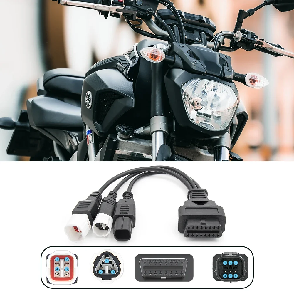 Yamaha 오토바이 OBD 익스텐션 케이블 어댑터 코드, 3 4 6 핀 진단 어댑터 코드, OBD 16 핀 오토바이 OBD2 스캐너 커넥터
