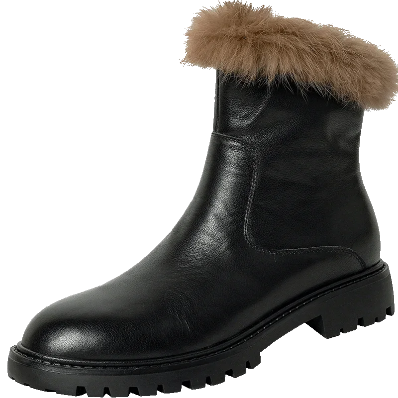 

[Enmayer】классические базовые женские ботильоны из натуральной кожи, качественная осенне-зимняя теплая обувь из шерсти, Женская Повседневная рабочая обувь на толстом каблуке