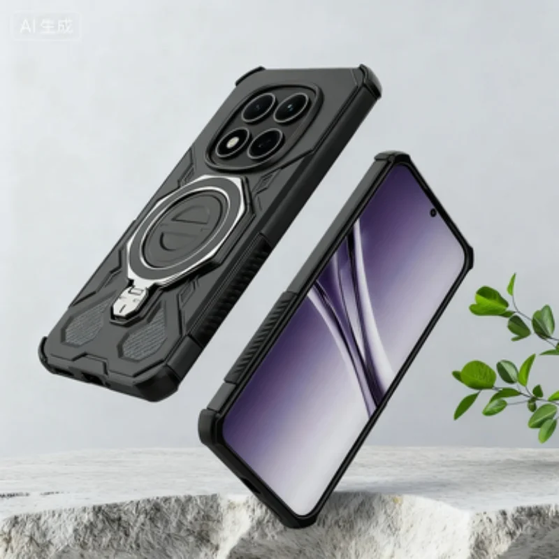 Shockproof Bumper Case with Ring Holder and Magnetic Adsorption Cover