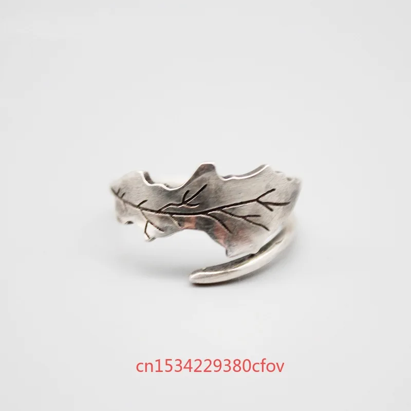 

925Thai Silver Ilex Cornuta Rings Personality Jewelry Fashion Charms Accessories Hipster Retro Opening Adjustable Gift for Men