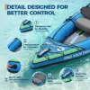 Inflatable 1/2-Person Fishing Kayak for Adults – Durable PVC Collapsible & Portable - with Padded Seats/Removable Fins/Hand Pump/Carry Bag & Repair Kit for Lake River Recreation Touring
