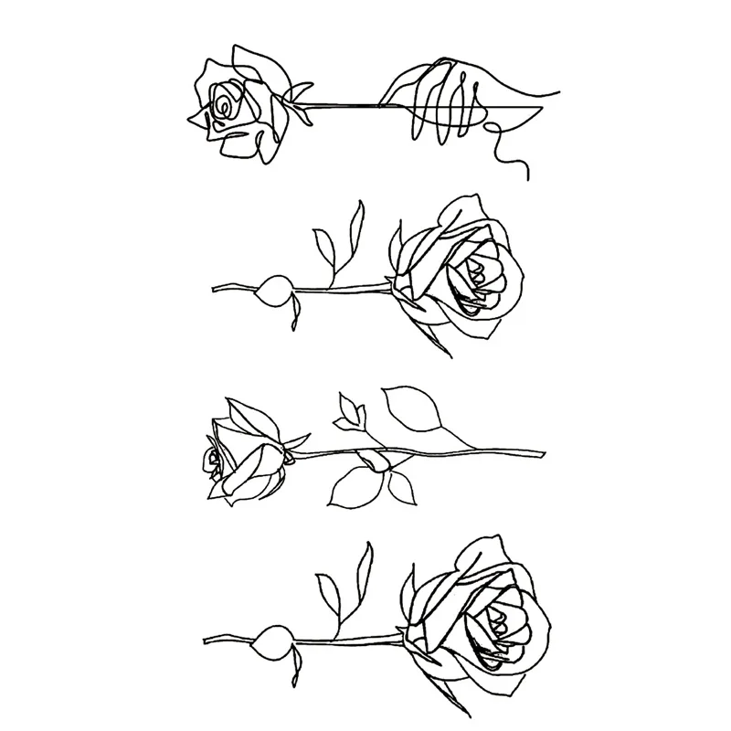Temporary Tattoos Tattoo Stickers Flower Butterfly Hand Body Art Waterproof Black Rose for Women Girls