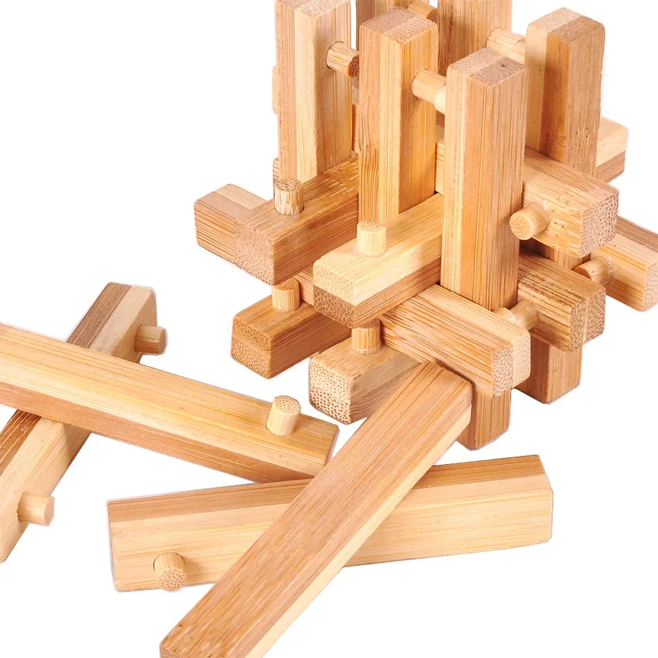 Bamboo Kong Ming Lock Kids Puzzle Toys Kong Ming Ball 3D Disassembly Toy Luban Lock Space Logic Training Loop-solving Props Gift 5