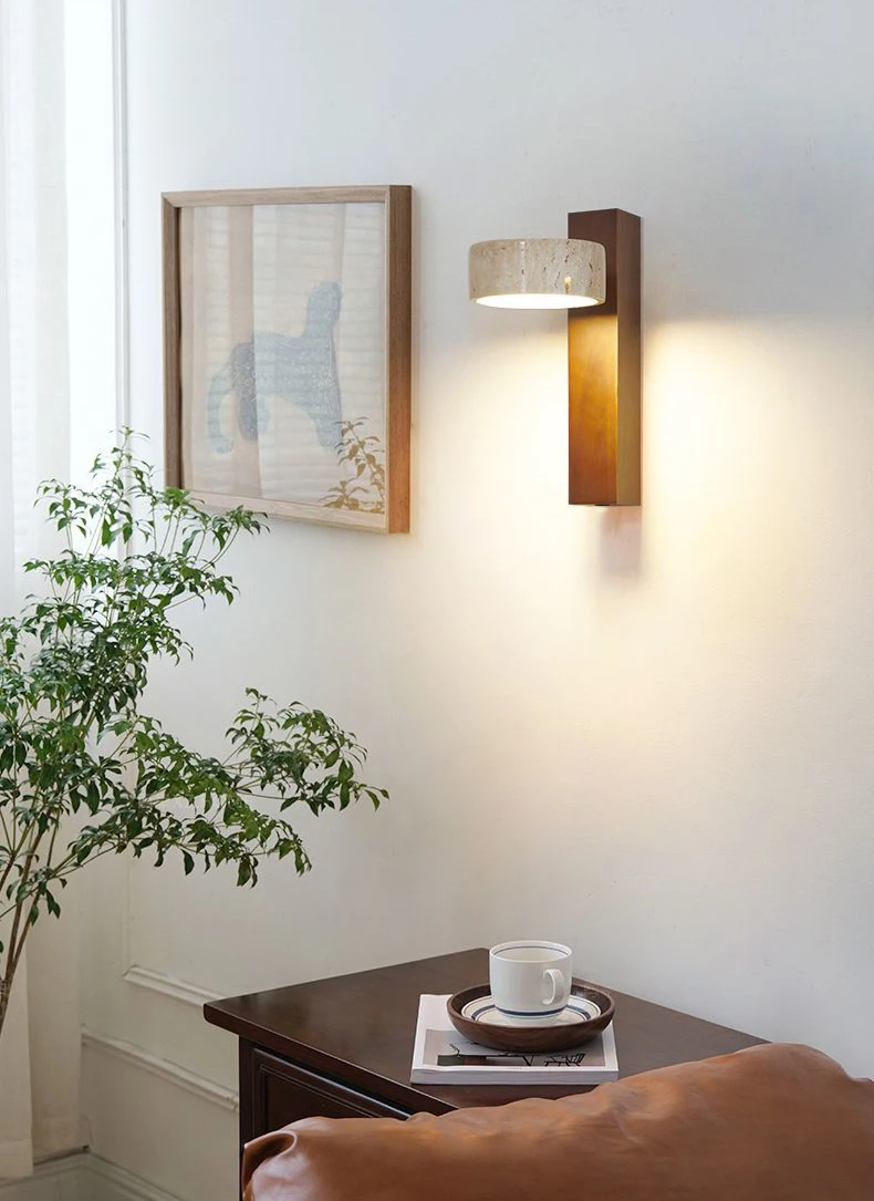 Japanese Creative Stone Wood Rotatable Led Decor Home Wall Lamp Bar Bedroom Foyer Dining Room Lighting Fixtures Dropshipping