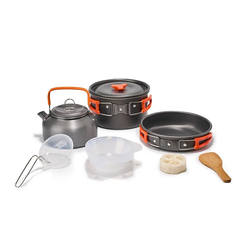 Camping Cookware Set for 1-3 Persons Lightweight Portable Pot and Pan with Carrying Bag for Outdoor Camping