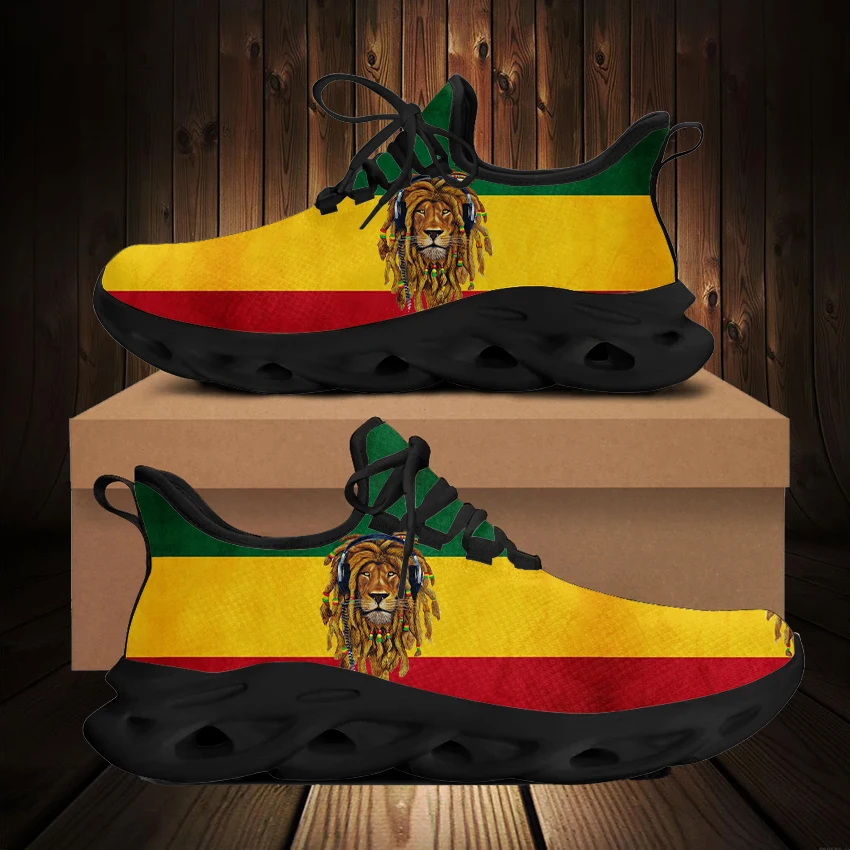 

ELVISWORDS New Trend Jamaica Rastafari Flag Reggae Print Shoes for Women Men Platform Sneakers Lightweight Lace Up Footwear 2023