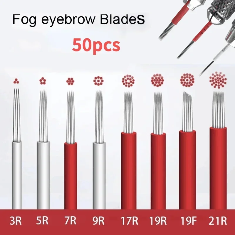 

50pcs Round needles Microblading Needles Fog Eyeborw Permanent Makeup Blade Shading Fog Eyebrow Tattoo Needle for manual pen
