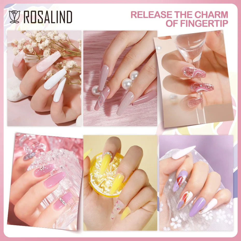 Gel Nail Polish ROSALIND Pure Color Gel Nail Polish Nail Art Manicure Semi Permanent Gel UV Hybrid Varnishes Base Top Coat Enamels