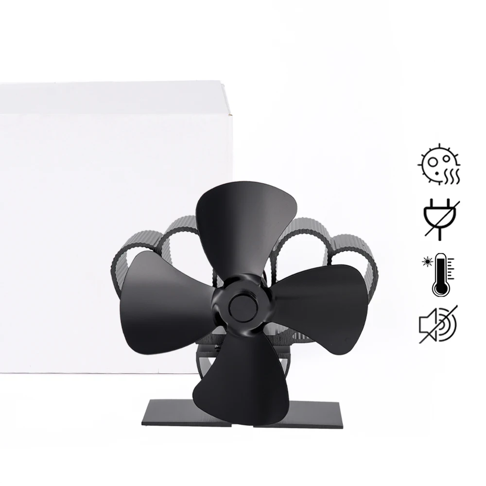 4 Blades Mini Stove Fan Heat Powered Fireplace Fan Log Wood Burner Quiet Eco  Home Warmer Chimney Fan Efficient Heat Distribution - AliExpress