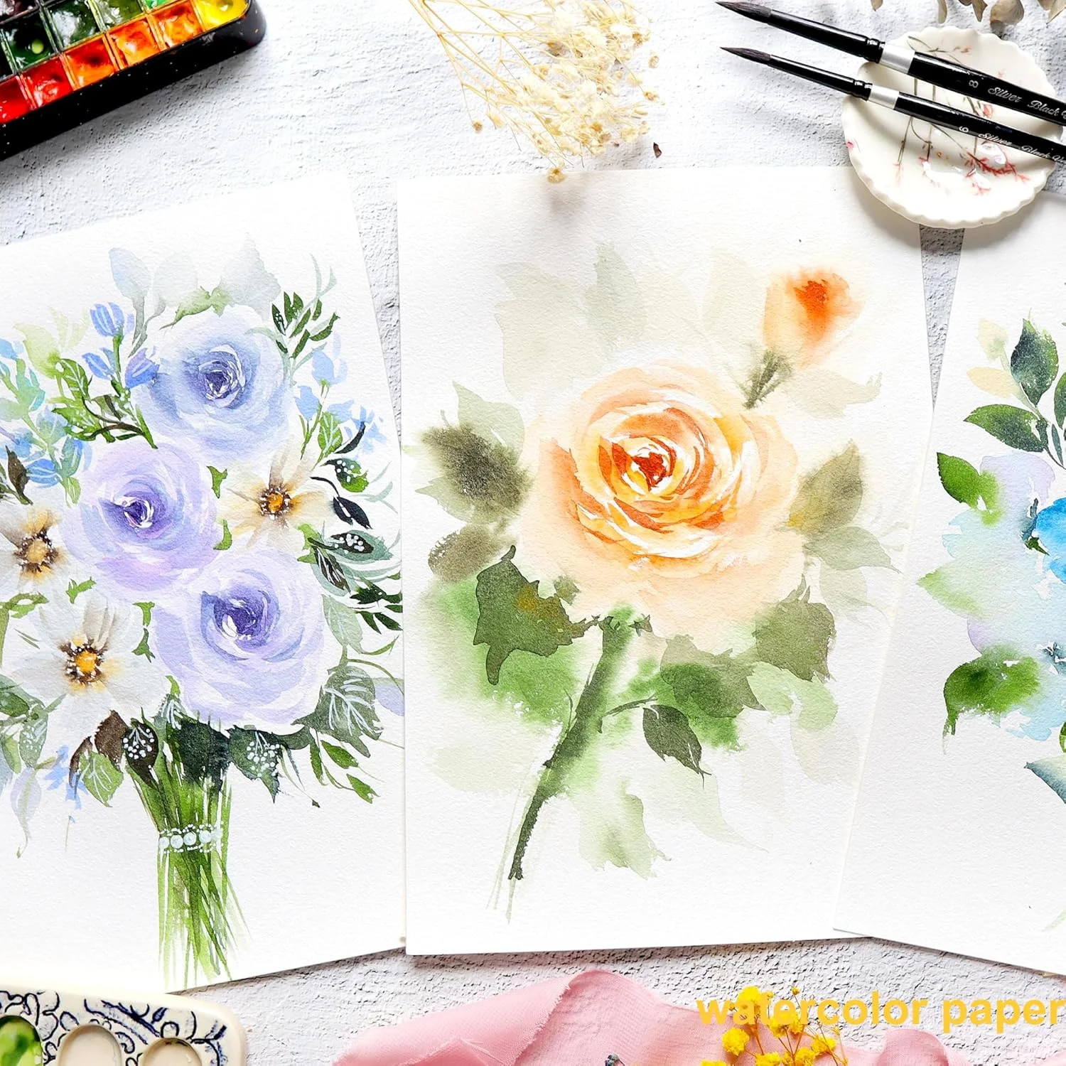 나선형 바인딩 A4 수채화 스케치북, 180gsm 고중량 무산지, 30매, 드로잉용 전문 미술 노트, 스케치북