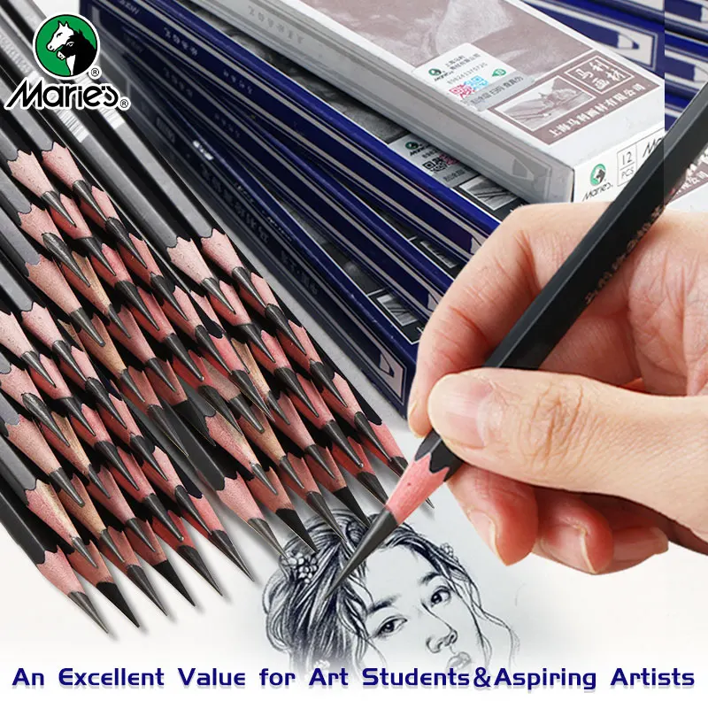 12pcs Marie's Professional Pencil Set for Draw Sketch Layering & Shading ,Art Graphite Supplies for Adults Beginners & Artists 2