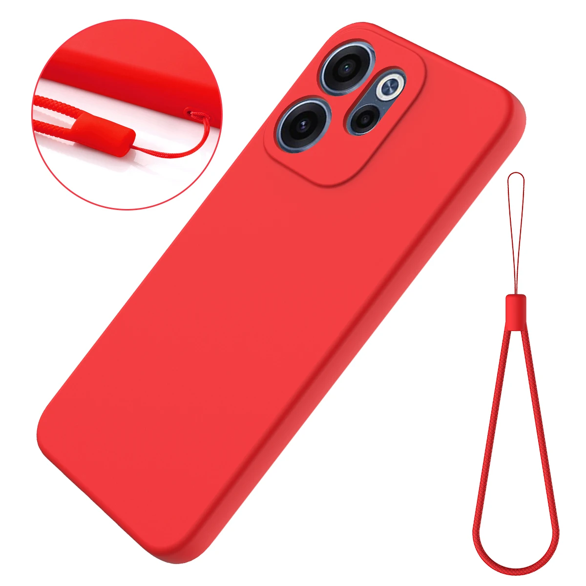 Liquid Silicone Skin-Friendly TPU Anti-Drop Case with Lanyard - Shockproof