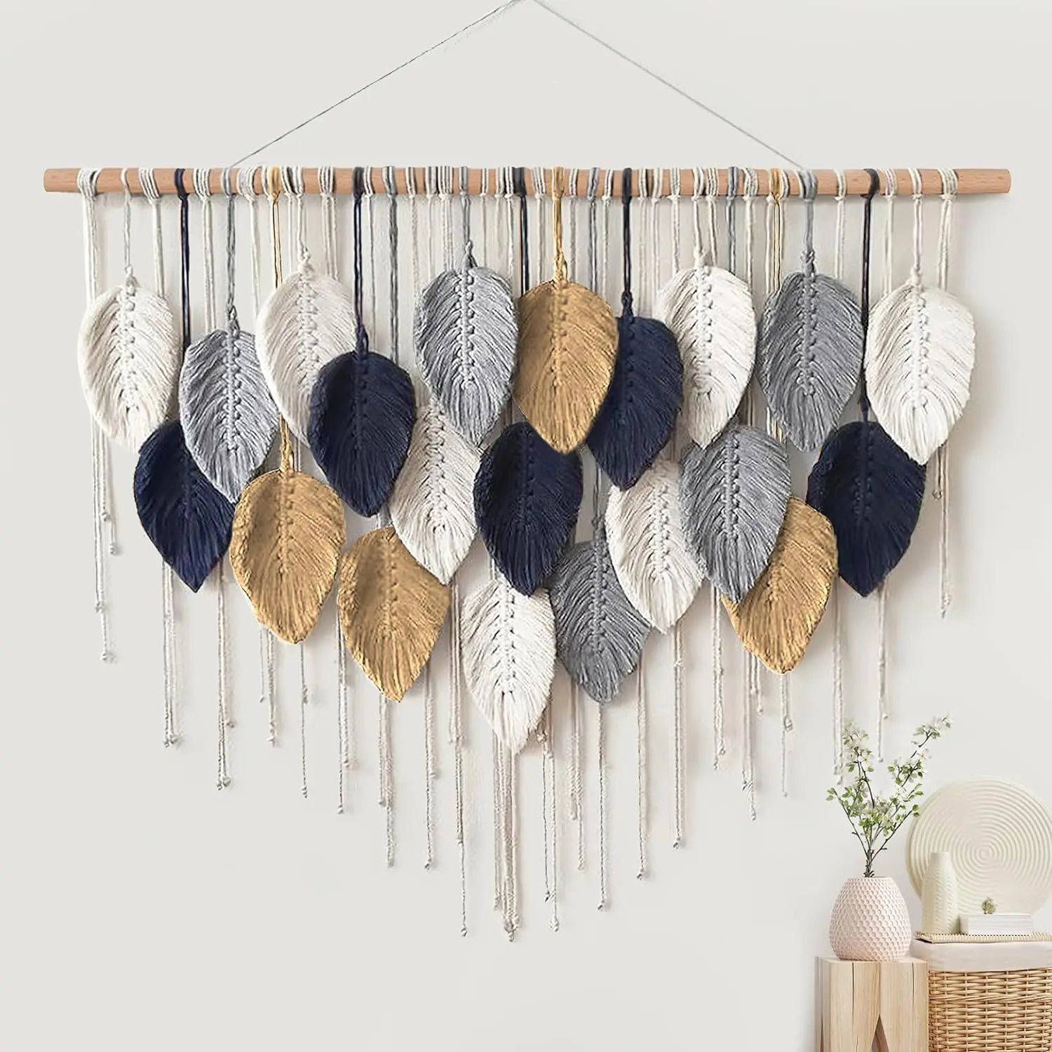 Nordic Sle Le Pattern Cotton Rope Weaving Wall Hanging Decorations Living Room Bedroom Baund Wall Art Decor