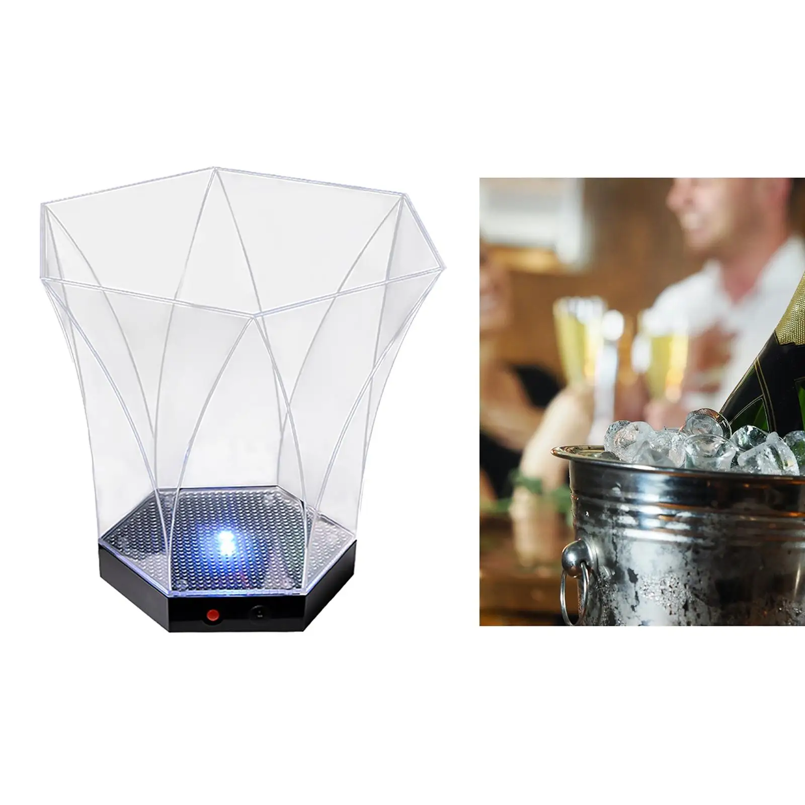 Clear LED Ice Bucket Bar 5L Bottle Beverage Holder Large Capacity Home