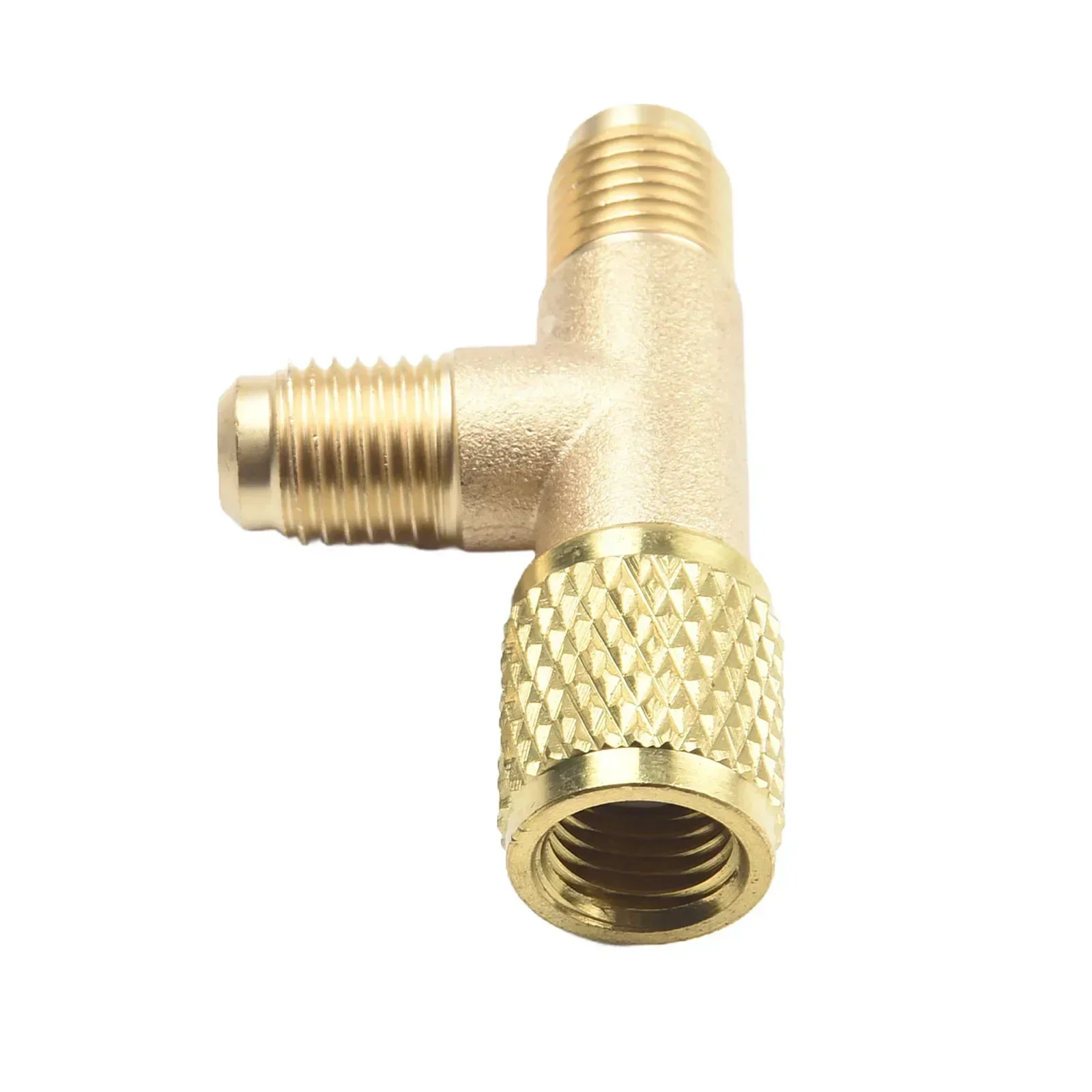 Quick Coupler Tee Adapter Valve Core Tee Adapter Brass 1/4in SAE Air Conditioning Interface 1x Fits R22 R12 R134
