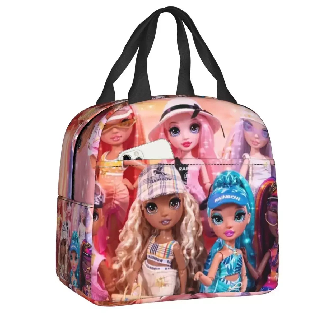 

Новинка 2023, радужные термоизолированные ланч-пакеты с аниме рисунком, Портативный Ланч-контейнер для телевизора, многофункциональная детская коробка для еды